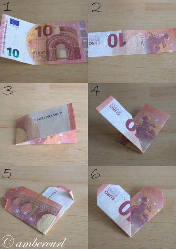 how to make an origami heart out of money