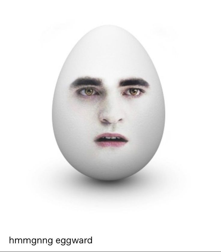 an egg with the face of edward snow painted on it, as if he was looking at something