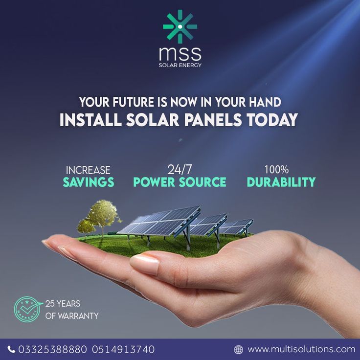 a hand holding solar panels with the words, your future is now in your hand install solar panels today