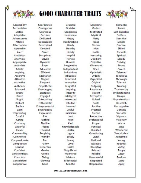 the good character chart for children to use in their writing and reading skills, including numbers