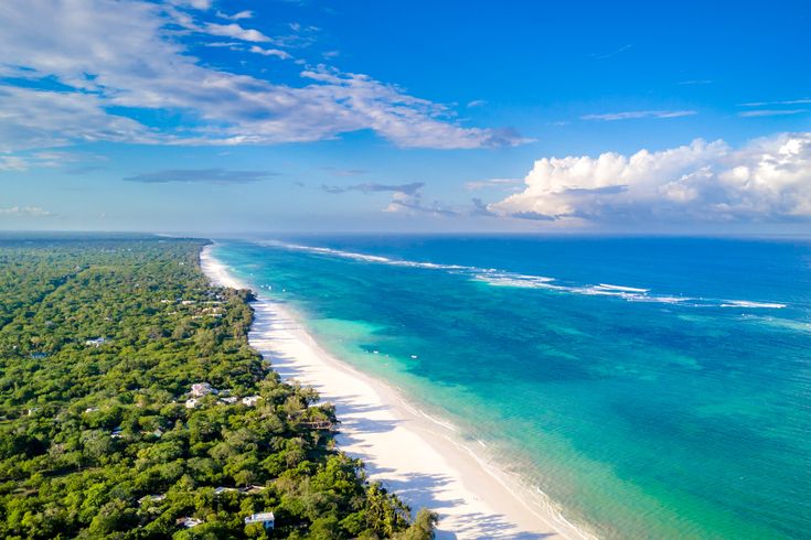 an aerial view of the beach and ocean from a bird's - eye view