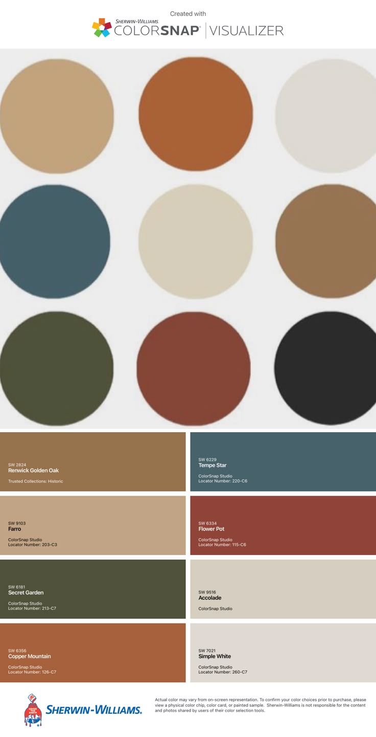 the color scheme for an interior design project, with different shades and colors on it