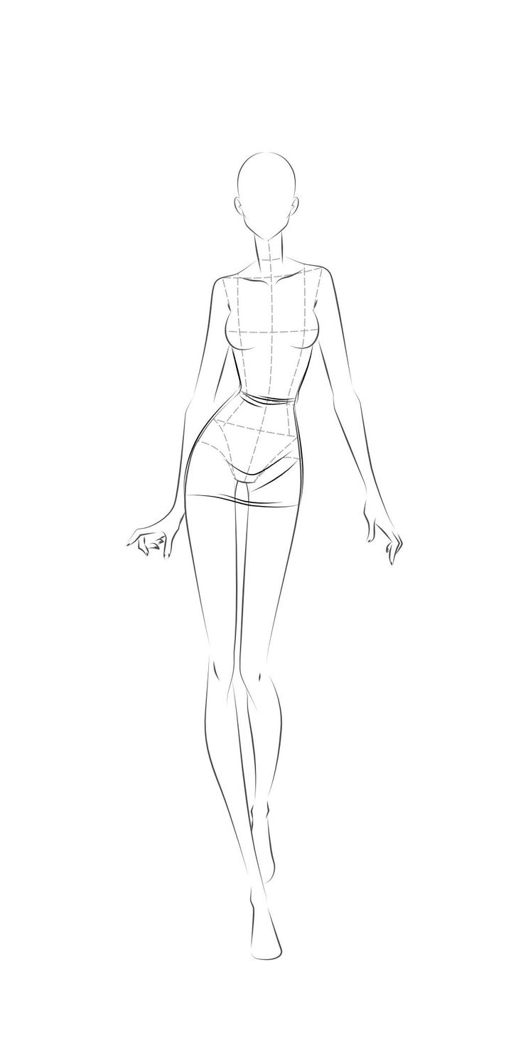 a line drawing of a woman's body in tights and high heeled shoes