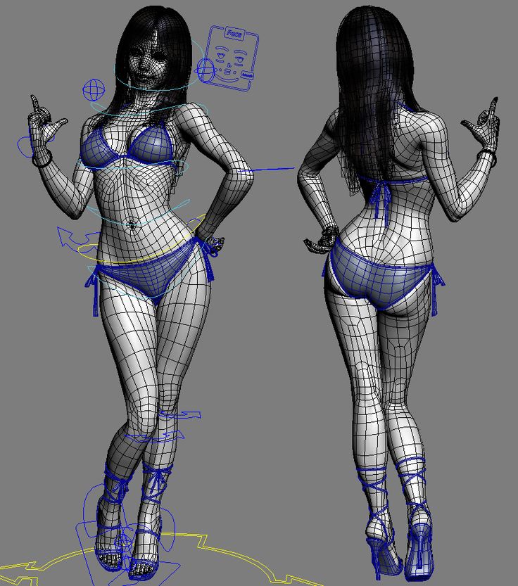 the woman is modeling her body in blue and white wire mesh, which are very similar to each other