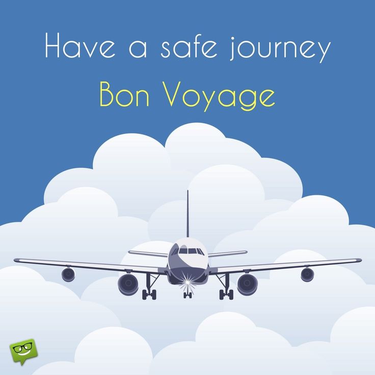 an airplane is flying in the sky with words above it that read, have a safe journey bon voyage