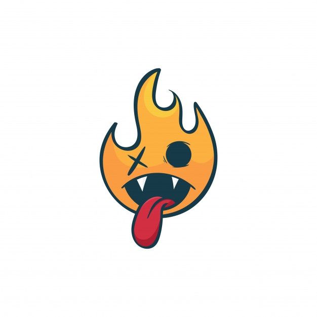 a cartoon fire with its tongue sticking out