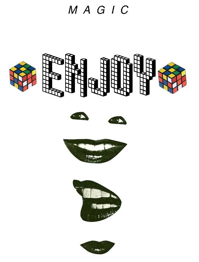 a poster with the words ellypop written in black and white, on top of an image of a woman's face