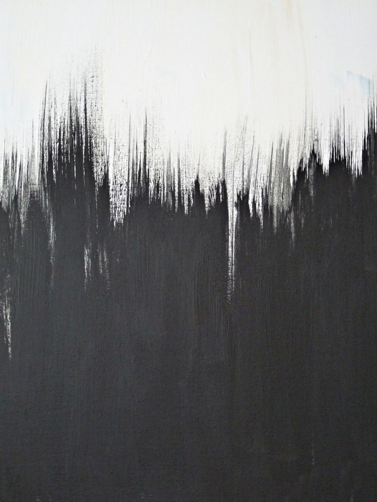 an abstract painting with black and white lines on the bottom half of it, as well as trees in the background