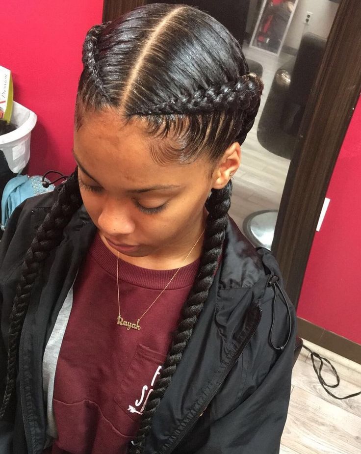 KHAYANDERSON 2 Rows Cornrows Braids, Two Rows Of Feed In Braids, 2french Braids Black Hair, Two Corn Rolls Braids Hairstyles, Basic Cornrows Hairstyles, Cute Corn Rows Hairstyles Black Hair, 2 Conrows Lines Natural Hair, Corn Row Braids Short Hair, 2 Corn Row Braids