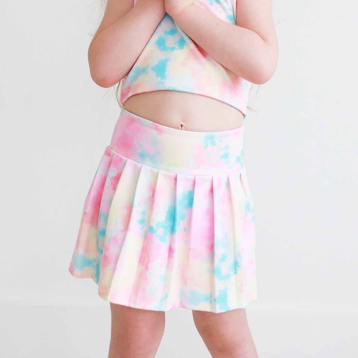 candy clouds pleated athletic skirt for girls Kids Athleisure, Personalized Newborn Outfit, Playing Pickleball, Skirt Accessories, Feeling Secure, Candy Clouds, Newborn Accessories, Personalized Sweater, Kids Athletic