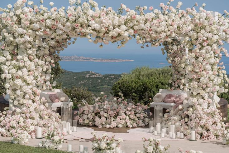 We customize the planning and design of your dream wedding in the most exclusive wedding venues in Sardinia and Italy. Contact us. Floral Gazebo, Story Planning, Wedding Stage Design, Luxury Honeymoon, Gourmet Dinner, Romantic Proposal, Ceremony Ideas, Luxury Event, Exclusive Wedding