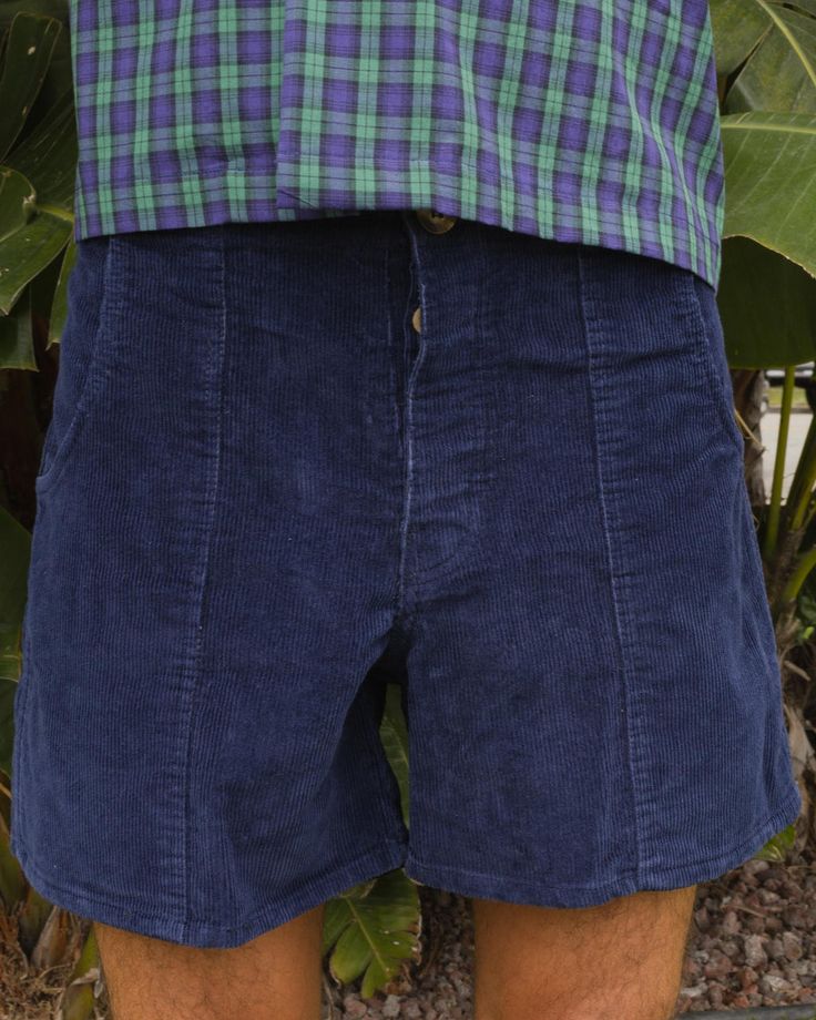 Garabaldi Corduroy Shorts - Navy – Daydream Surf Shop Fitted Corduroy Bottoms With Buttons, Fitted Cotton Shorts With Buttons, Vintage Shorts With Button Closure, Fitted Corduroy Bottoms For Summer, Retro Button Closure Bottoms In Short Length, Retro Bottoms With Button Closure And Short Length, Retro Short Length Bottoms With Button Closure, Measure Waist, Masc Outfits