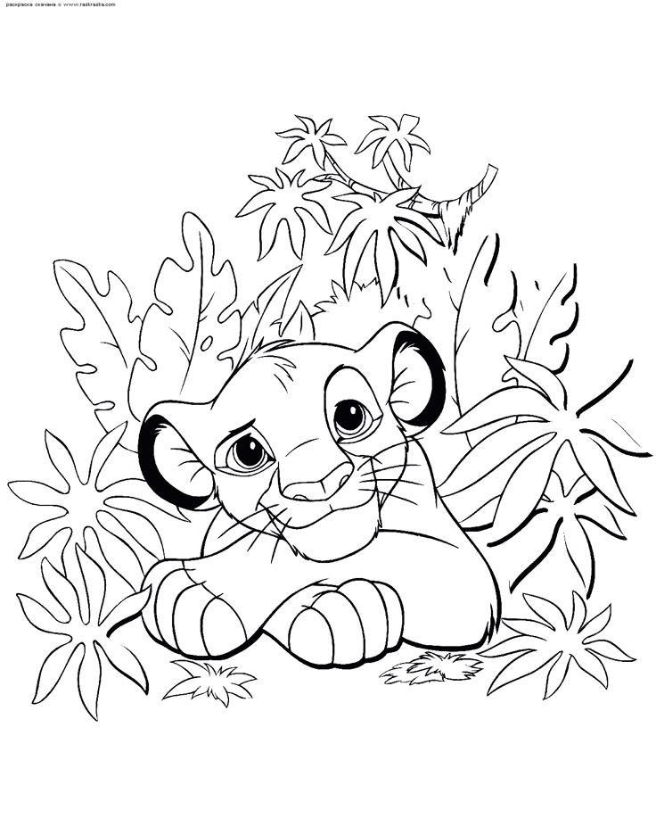 the lion cub is hiding in some leaves coloring pages for kids to print and color