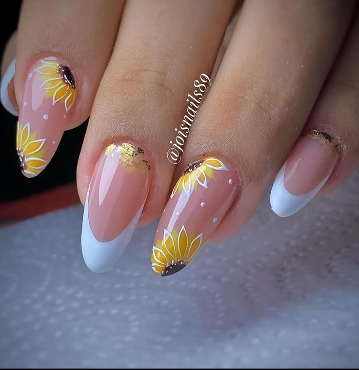 Spring Nails Blue, Sunflower Nails, Simple Gel Nails, Pretty Nail Art Designs, Cute Gel Nails, Nails Blue, Her Nails, Short Acrylic Nails Designs, Nails French