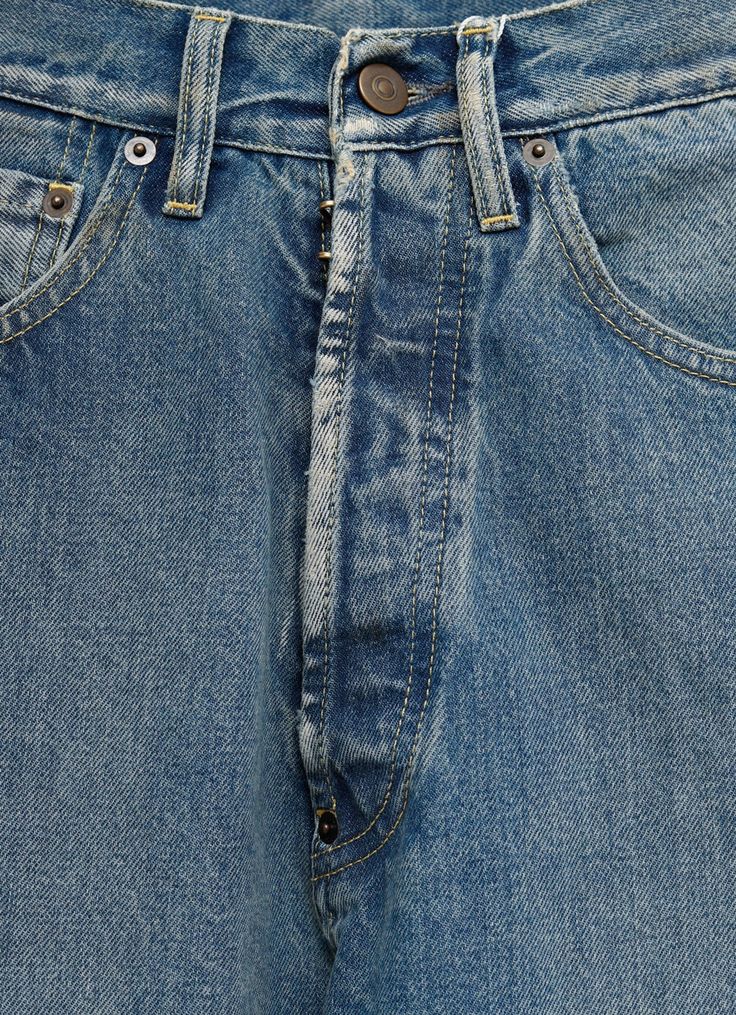 Light blue cotton washed denim jeans by Maison Margiela featuring five-pocket styling, mid-rise and straight leg. Made in Italy. Fits true to size, pick your regular size. Women jeans sizing. Italy Fits, Washed Denim, Denim Wash, Straight Jeans, Mens Jeans, Denim Jeans, Mid Rise, Straight Leg, In Italy