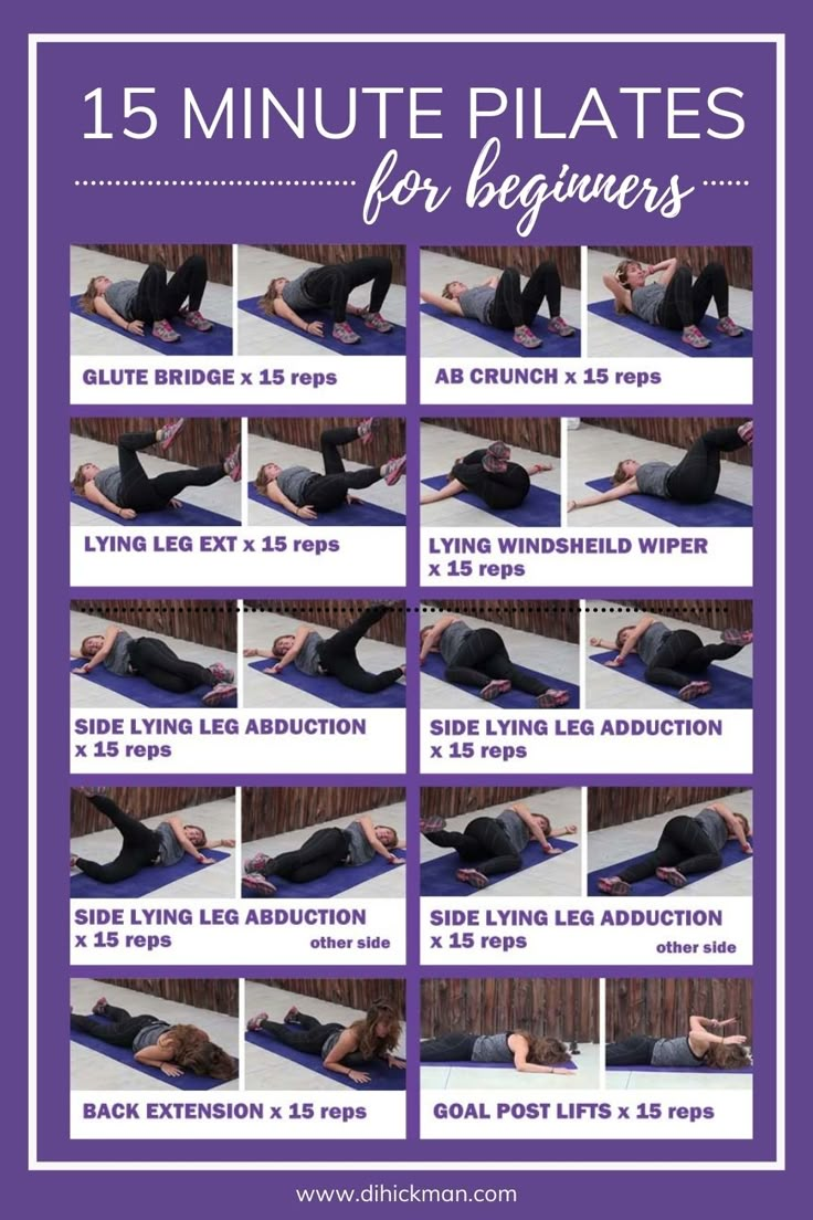 a poster showing how to do the begin pilates workout with pictures and instructions