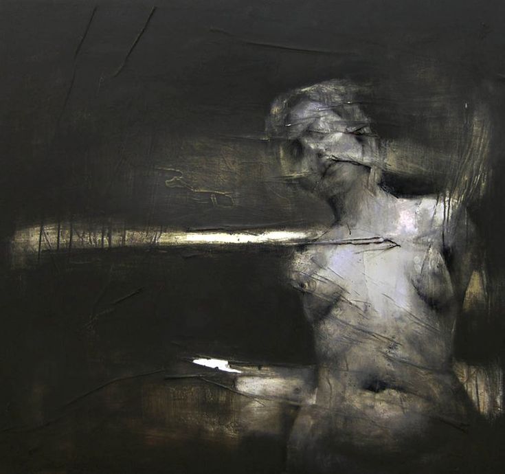 an abstract painting of a naked man holding a baseball bat