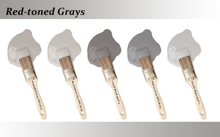 four different types of paint brushes with the words red - toned grays on them