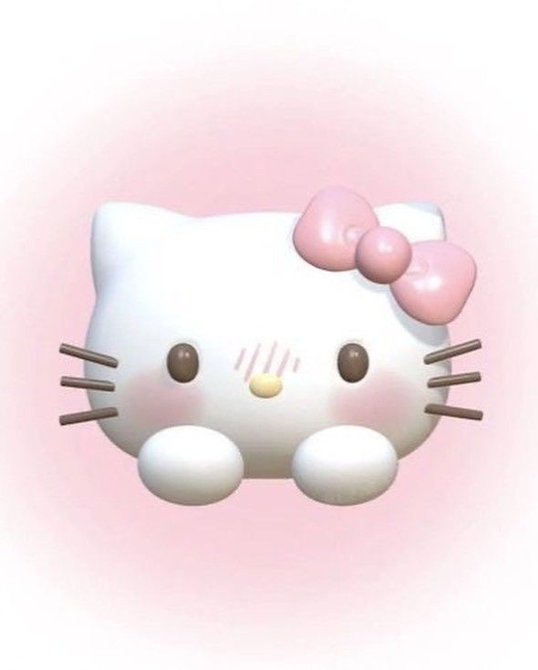 an image of a hello kitty with pink bows on it's head and ears