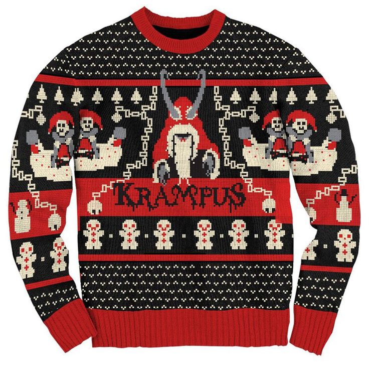 PRICES MAY VARY. Cotton/Acrylic Made in USA or Imported Pull On closure Machine Wash Big & Tall / Plus sizes available; makes a truly great gift at Christmas time for horror movie fans or fans of old-world folklore originating in Europe Officially licensed design; Krampus sweater made from 60% cotton and 40% acrylic; machine washable; tumble dry on low or not heat to avoid shrinkage All Sweater include a sturdy collar, sleeve cuffs, and waistband for durability; super fun, super warm, super soft Best Ugly Christmas Sweater Staticthreads, Cousin Eddie Christmas Sweater, Joseph Quinn Sweater, Scary Christmas Sweater, Posada Ugly Sweater, Funny Family Christmas Sweaters, Krampus Sweater, Best Christmas Sweaters, Krampus Christmas