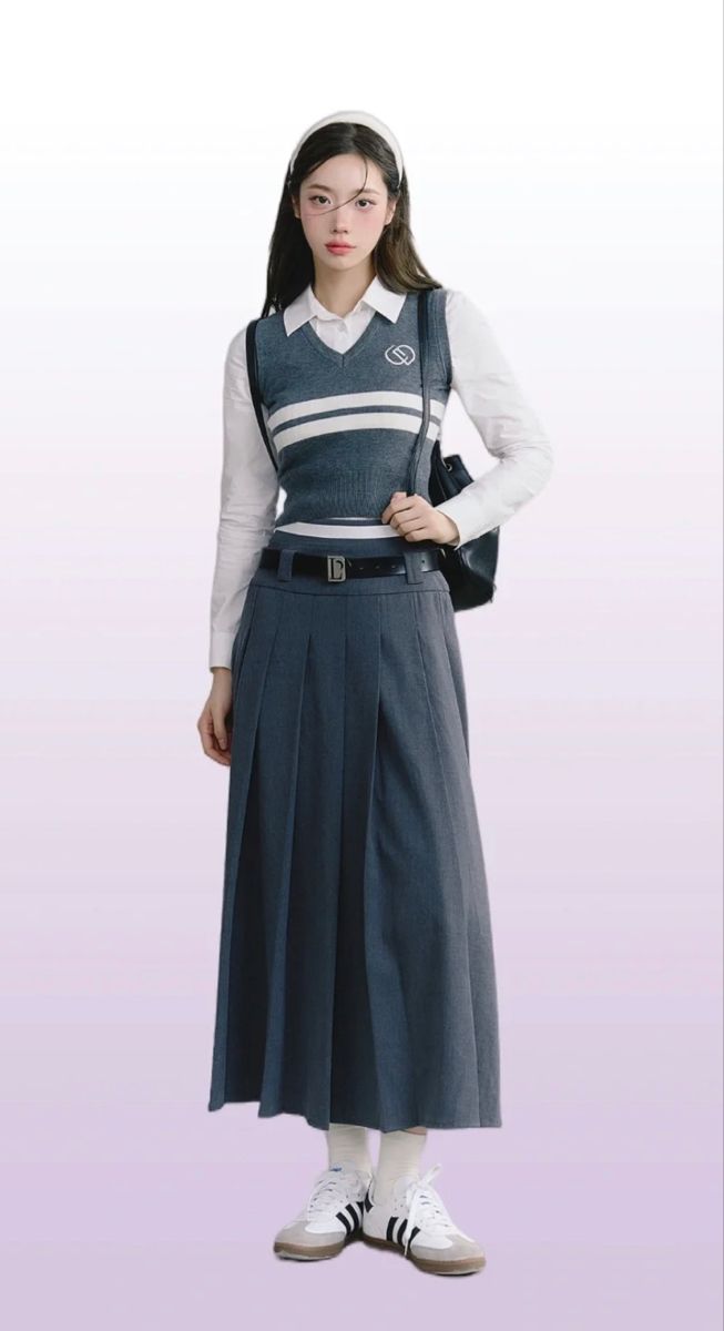 Classic Y2k Outfits, Above Knee Skirt Outfit, Japanese Preppy Fashion, Idol Airport Outfit, Korean Retro Outfits, Japanese Fashion 2023, Korean Winter Outfits Women, Technology Outfit, American Style Outfit