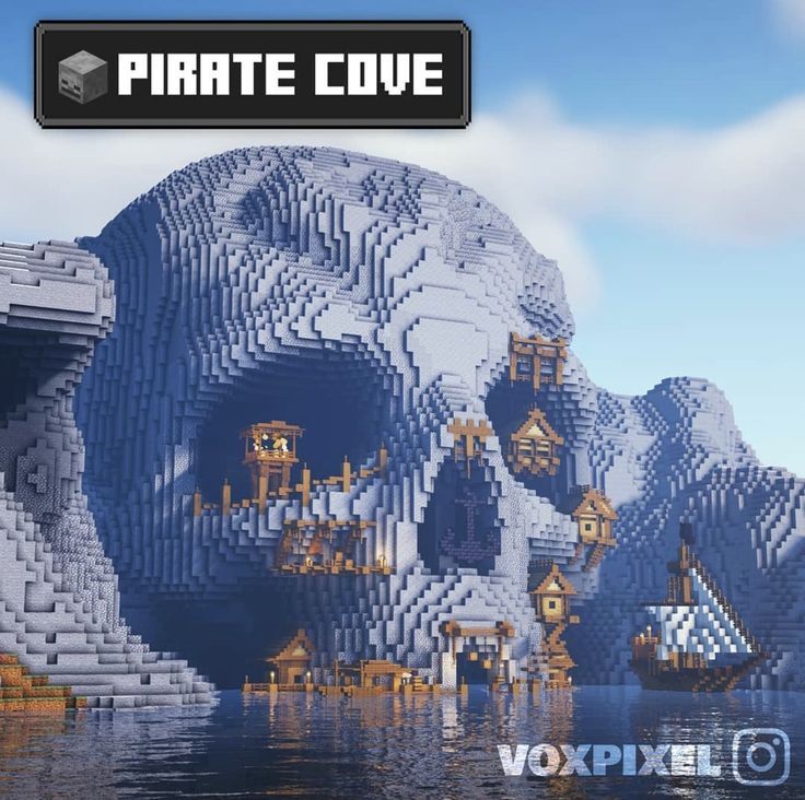 an image of a pirate cove in the middle of water