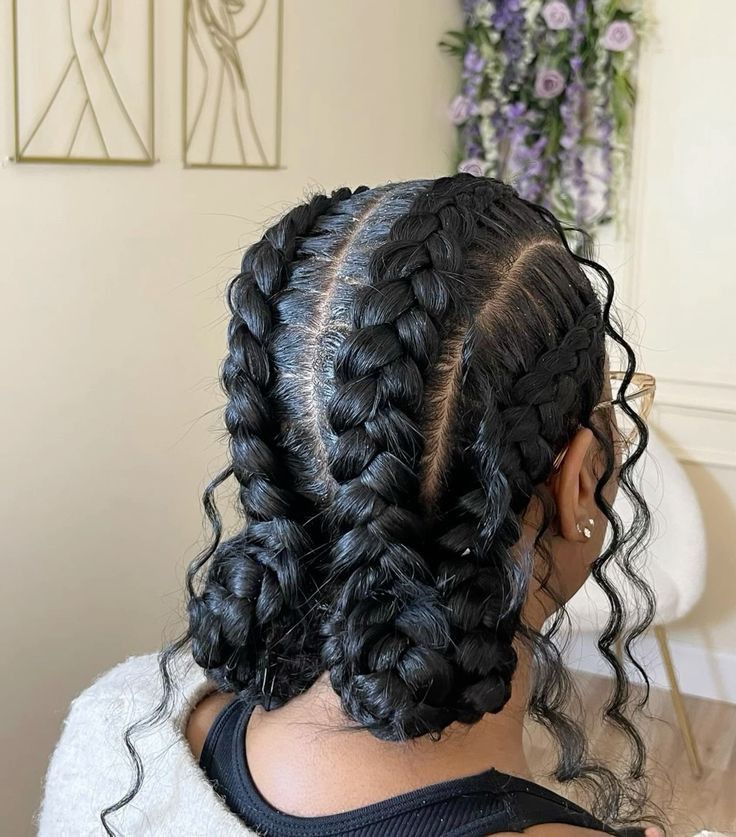 3 Cornrow Braids Black Women, Curly Cornrow Hairstyles, French Braid Black Women, Cornrows For School, Goddess Cornrows Buns, Simple Braided Hairstyles Black Women, Butterfly Cornrows, Butterfly Feed In Braids, Cornrow With Curls