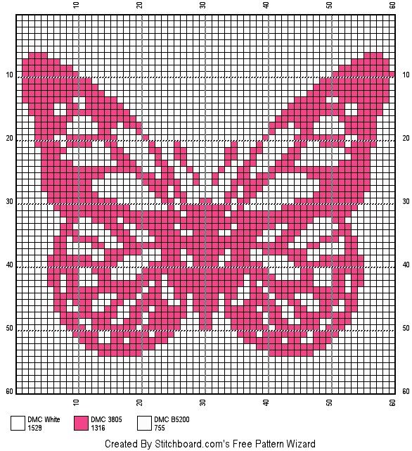 a cross stitch pattern with the shape of a butterfly on it's back side