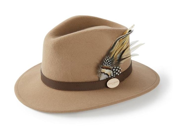 British Hats, Pheasant Feathers, Felt Fedora, Floral Hat, Brown Hats, White Houndstooth, Wide Brimmed Hats, Fedora Hat, Dog Walking