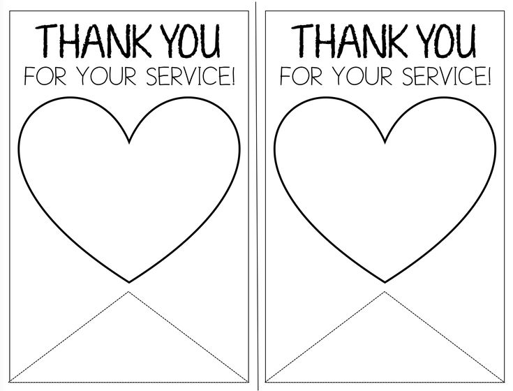 two thank cards with the words thank you for your service and a heart on them