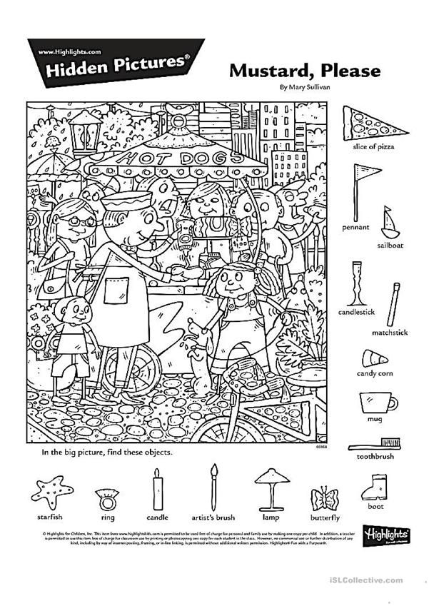 the hidden pictures coloring page for children