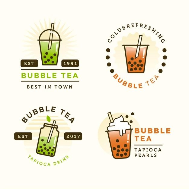 Premium Vector | Bubble tea logo template set | Tea logo, Bubble tea ...