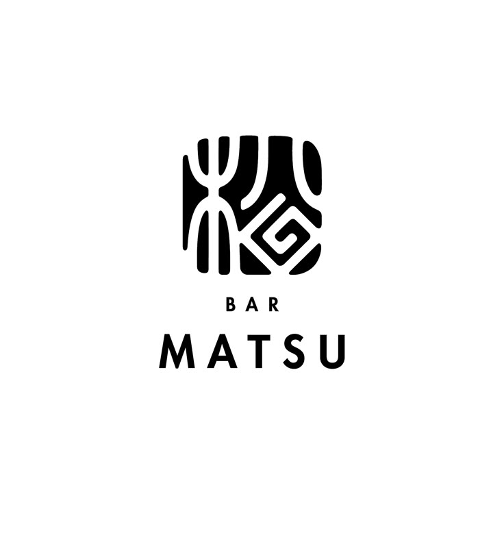 the bar matsu logo is shown in black and white, with an abstract design