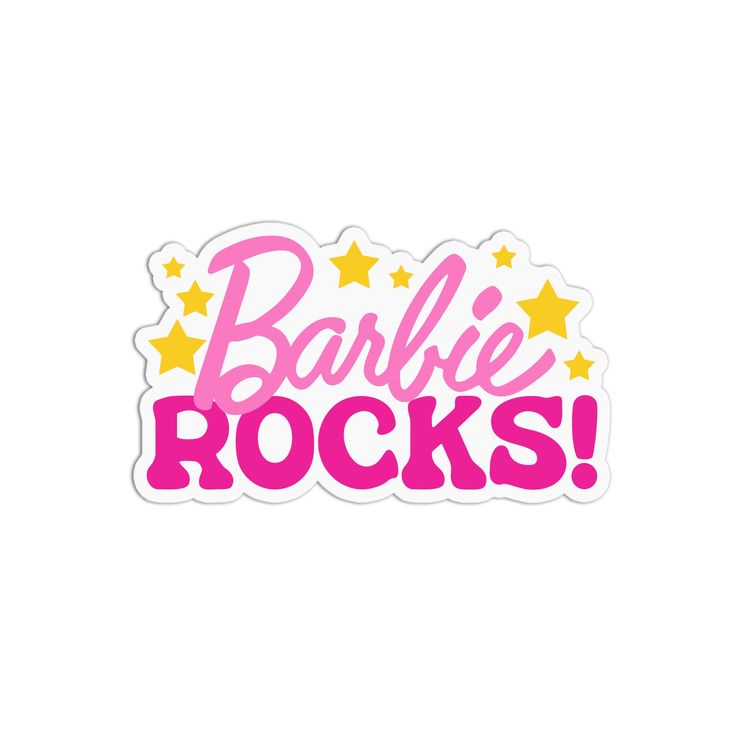 Barbie Rocks! Vinyl Textured Sticker. Made out of premium vinyl material. Waterproof and dishwasher safe. Made in USA. 3 x 3 inches. Barbie Rock Painting, Barbie Painted Rocks, Barbie Stickers, Pink Headbands, Black Headband, Knot Headband, Rock Painting, Rock Art, Painting Ideas