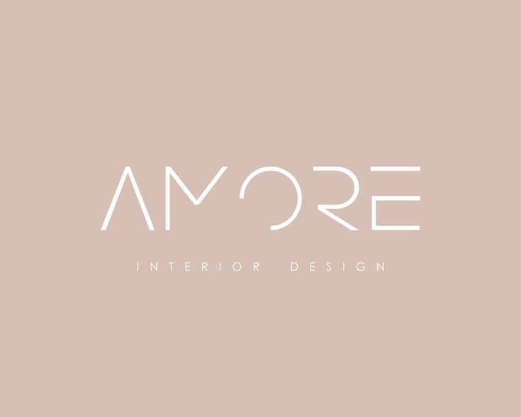 the logo for an interior design studio, with white letters on a light pink background