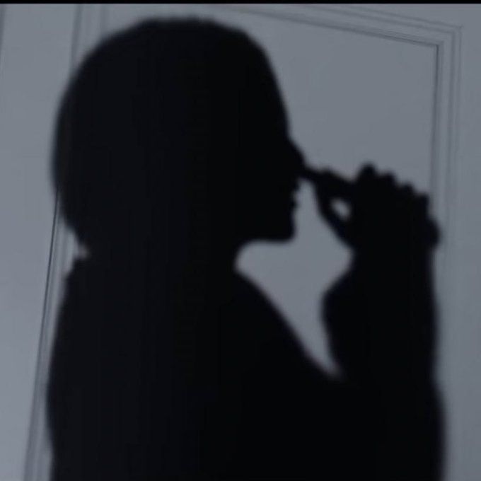 the shadow of a person holding a camera up to their face