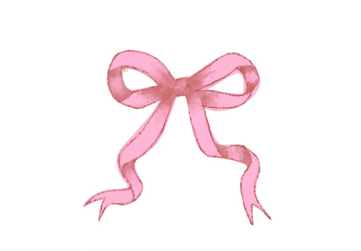 a pink ribbon with a bow on the top is shown in this drawing, it looks like