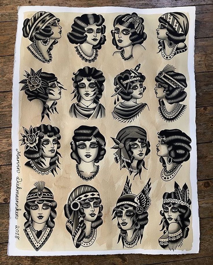 an image of some women's faces on paper