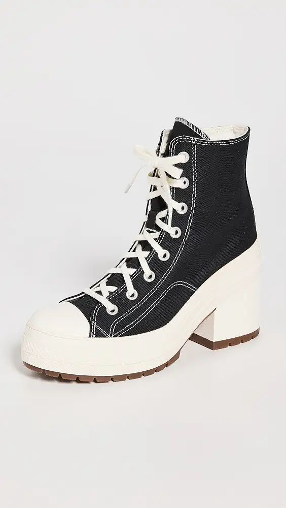 Converse | Shopbop Chuck 70 De Luxe Heel, Converse Heels, Tenis Converse, Heel Sneakers, Black High Top Sneakers, Trainer Heels, Converse Chuck 70, Platform Block Heels, Fabric Canvas