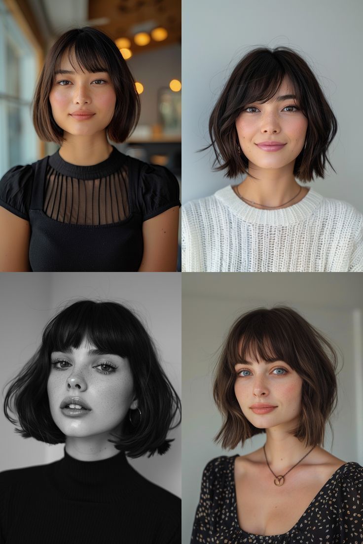 Straight Bobs For Thick Hair, Textured Bob Square Face, Bobs For Long Faces, Short Hair For Thick Wavy Hair, Bob With Bangs Thick Hair, Bob For Long Face, Long French Bob With Bangs, Wavy Hair Lob, Lob Thick Hair