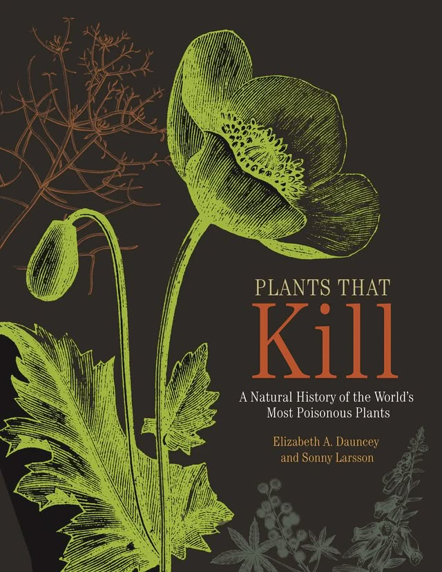 a book cover with an image of a flower and leaves on the front, which reads plants that kill