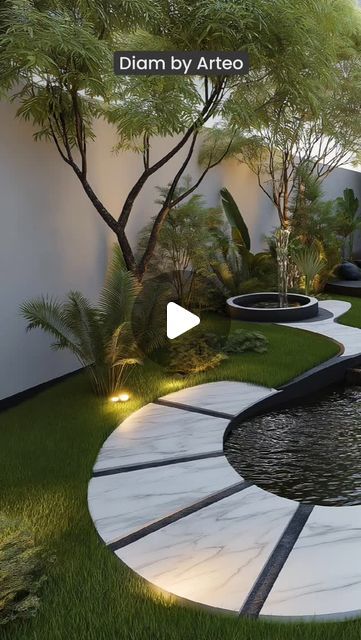 an outdoor garden with water feature and landscaping design by arto landscape architecture, inc