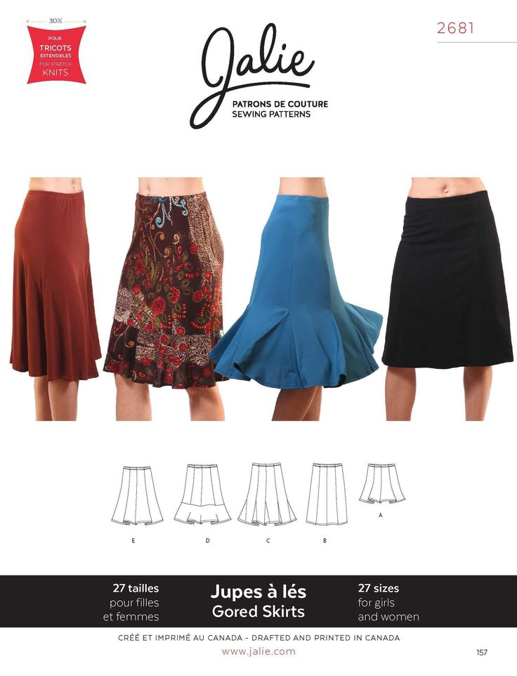 Jalie 2681 - Knit Gored Skirts Pattern Dancewear Patterns, Skirt Sewing Tutorial, Knit Skirt Pattern, Circle Skirt Pattern, Sewing Patterns Skirt, Women's Sewing Pattern, Rainbow Skirt, Gored Skirt, Childrens Sewing Patterns