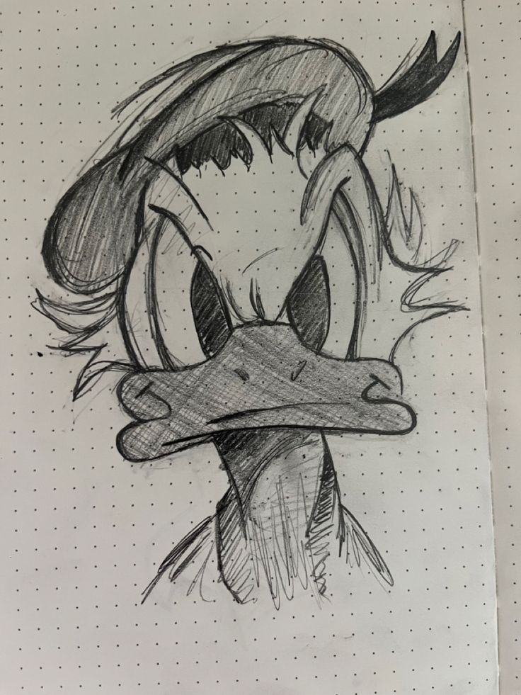 a drawing of a cartoon character with long hair