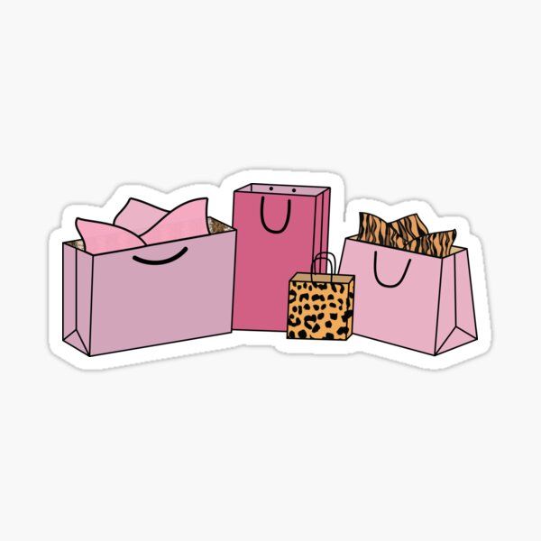 pink and leopard print shopping bags sticker