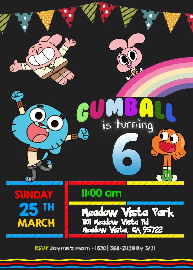 the gumball birthday party is going on