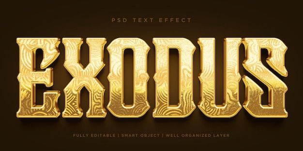 the text exodus is made up of gold letters