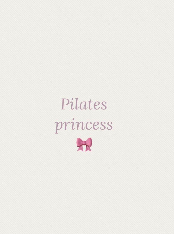 the words pilates princess are written in pink on a white background with two bows