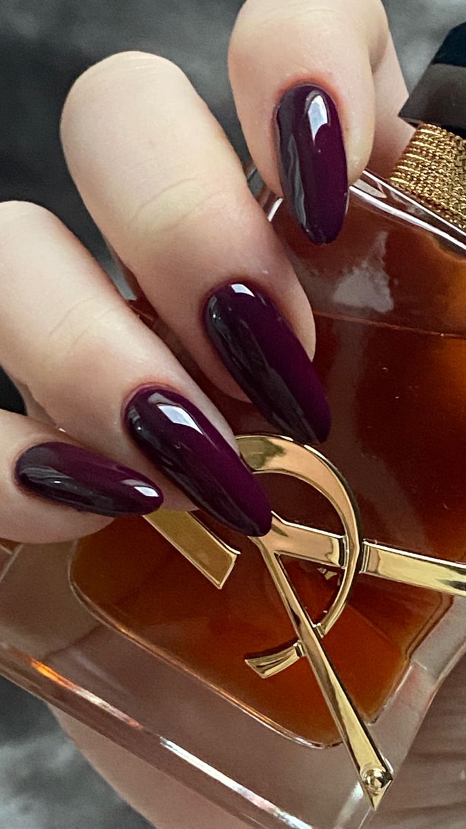 Dark Purple Maroon Nails, Deep Purple Acrylic Nails, Dark Purple Red Nails, Plum Red Nails, Plum Color Nails, Plum Nails Acrylic, Plum Color Aesthetic, Wine Purple Nails, Deep Maroon Nails