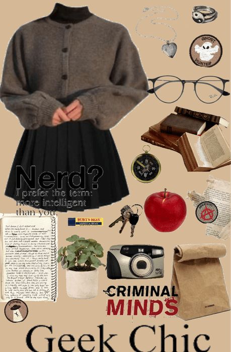 Geeky Chic Outfit, Geek Outfits Aesthetic, Nerdcore Outfit, Geek Chic Aesthetic, Geek Aesthetic Outfit, Nerd Aesthetic Outfit, Chaotic Academia Outfits, Nerdy Girl Outfits, Cute Nerd Outfits